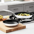 Amazon Basics 2-Piece Non-Stick Stainless Steel Fry Pan Set, Oven Safe - Image 6