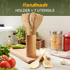 Bamboo Utensils 7 PCs with Holder – Bamboo Cooking Utensils Set + Holder - Image 2