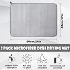 2 Pack Microfiber Dish Drying Mat, 24 x 17 inch Super Absorbent Drying Pad - Image 2