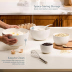 KooK Mixing Bowls, Ceramic Nesting Bowls, Stoneware Kitchen Bowls, - Image 3