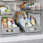 Under Sink Organizer Upgrade To Professional Rails, 2-Tier Dual Pull Out by UnderSinkOrganizer