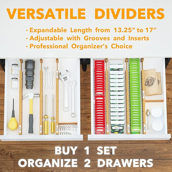 SpaceAid Bamboo Drawer Dividers - Image 5