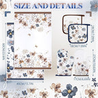 Teenyyou 6 Pcs Spring Brown Poppy Floral Kitchen Towels Oven Mitts and Pot - Image 5