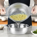 Stainless Steel Colander for Kitchen, 2.5QT Rice Washer Strainer - Image 2