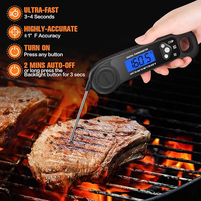 AMMZO Meat Thermometer Digital, Instant Read Food Thermometer - Image 2