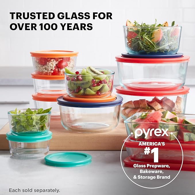 Pyrex Simply Store Glass Food Storage Container, Snug Fit Non-Toxic Plastic - Image 6