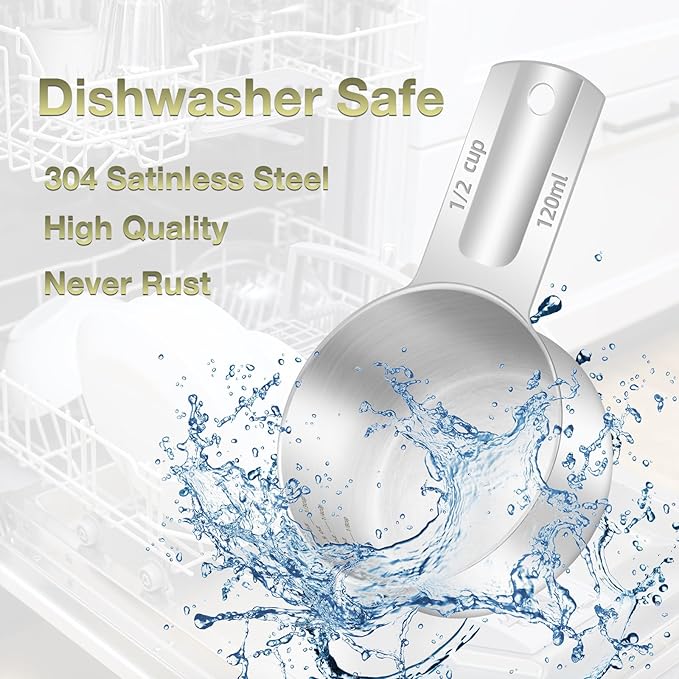 1PCS 1/2Cup Single Measuring Cup, Etched Inner Scale Stainless Steel Measure - Image 6