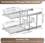 2 Tier Pull Out Cabinet Organizer 15" W X 17" D, Slide Out Drawers - Image 2
