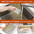 Golden Expandable Roll-UP Dish Drying Rack-Large 304 Stainless Steel Dish - Image 6