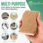 6 Pack Natural Kitchen Sponges, Compostable White Cellulose & Organic Coconut - Image 9