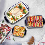 SOUJOY 3 Pack Porcelain Bakeware Set, Rectangular Baking Dishes, Lasagna Pan - Image 7