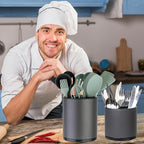 LIBODOUR Kitchen Utensil Holder Extra Large Rotating - Image 3