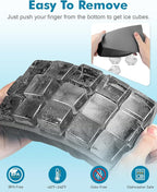 Silicone Ice Cube Trays for Freezer 2 Pack, Easy Release Square Ice Cubes Mold - Image 3