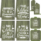 Leinuosen 8 Pcs Kitchen Towels and Oven Mitts Sets Pot Holders Dishcloths Set by Leinuosen