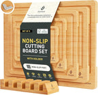 5 Packs Bamboo Cutting Board Set by Socisen