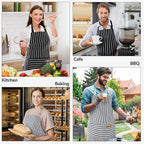 NLUS 2 Pcs Kitchen Cooking Aprons, Poly/Cotton Blend Adjustable Soft Bib Stripe - Image 7