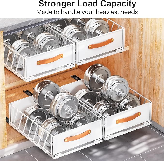 2Pack Pull out Cabinet Organizer, Heavy Duty Slide out Pantry Shelves Drawer - Image 5