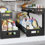 2 Pack 20.47IN Depth Under Sink Storage Organizer, Large 2-Tier Elegant Mesh by UnderSinkOrganizer