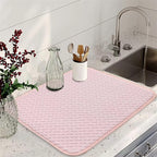 Pink Dish Drying Mats for Kitchen Counter, 2 Pack Dish Drying Mat Drying Pad - Image 2