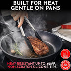 Kitchen Tongs with Silicone Tips Set of 3 Heat Resistant Tongs - Image 5