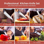 RAXCO 10-Piece Kitchen Knife Set | Stainless Steel Holder | Compact Design - Image 6