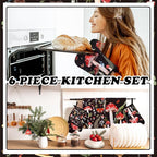 Bencailor 6 Pcs Mushroom Kitchen Towels Oven Mitts and Pot Holders Set - Image 2