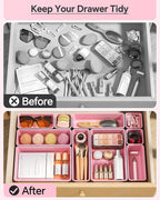 KEMETHY 25 PCS Plastic Drawer Organizers Set, 4 Sizes Vanity Organizer - Image 3