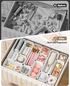 Canfanni 13 Pack Plastic Drawer Organizers Set, 3 Sizes Desk Drawer Organizer - Image 4