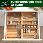 Bamboo Drawer Organizer 14 Pcs for Kitchen Multi-purpose Storage Dividers for - Image 6