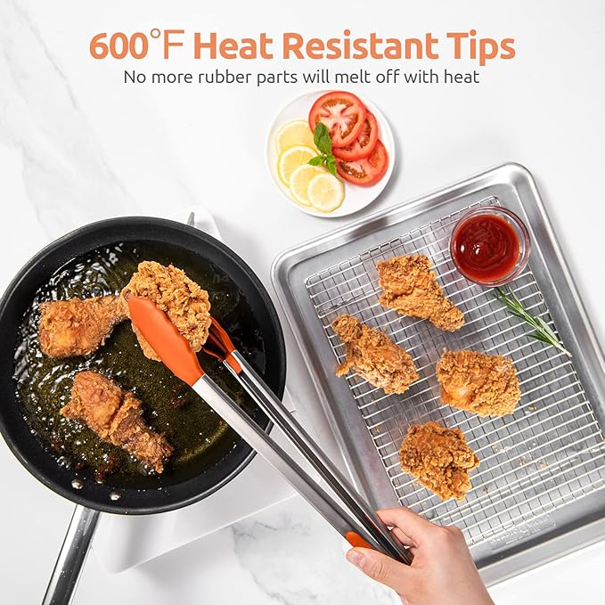 600ºF Heat Resistant Kitchen Tongs: U-Taste 16 inch Extra Long Large Silicone - Image 3