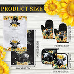 Leinuosen 6 Sunflower Cow Kitchen Towels Kitchen Decor and Accessories Set - Image 3