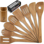PriorityChef Wooden Spoons for Cooking, Non Scratch Bamboo Cooking Utensils by PriorityChef
