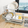 2-Tier Dish Drying Rack for Kitchen Counter, 304 Stainless Steel Dish Rack by HOMEAILIE