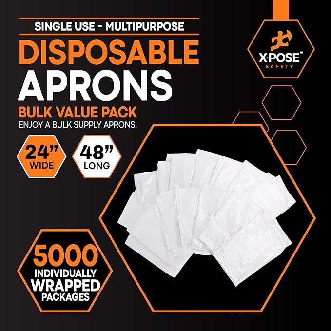 Xpose Safety 5000 White Plastic Disposable Aprons - Image 3