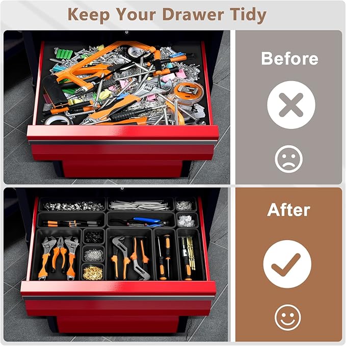 A-LUGEI【】【5 Size】 Tool Box Organizer Tray Divider Set, 【Black】 Desk - Image 4