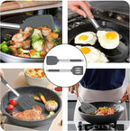 TeamFar Kitchen Utensils, for Non-stick Cookware Flipping, Draining – Gray - Image 5