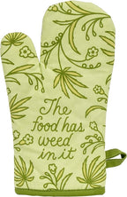 Blue Q Food Has Weed in It Funny Oven Mitts by BlueQ