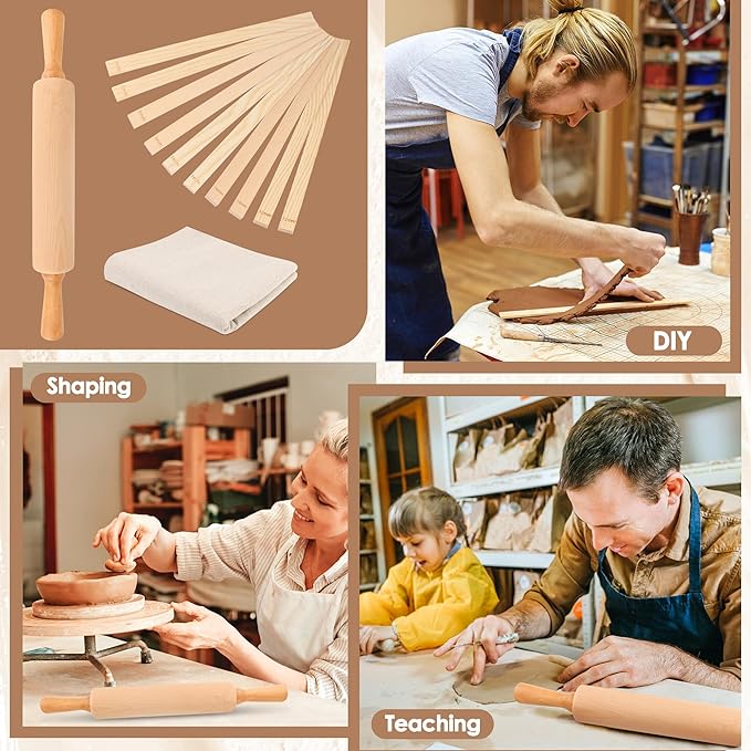 12 Pcs Pottery Tools Set, Include17in Slab Roller - Image 7
