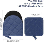 Oven Mitts and Pot Holders Set, Heat Resistant Silicone Kitchen Mini Oven - Image 2