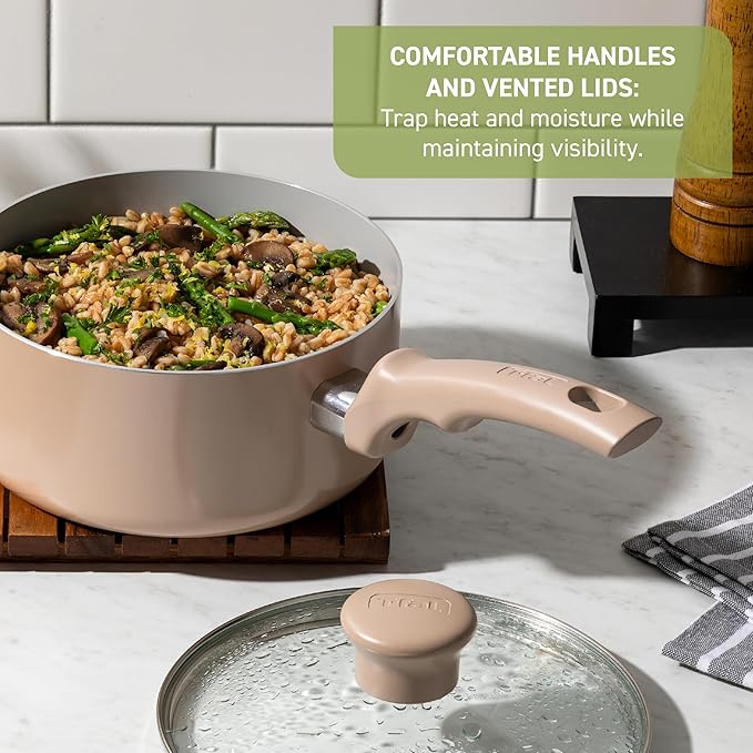 T-Fal Refresh Ceramic Nonstick Cookware Set, 12-Piece Ceramic Pots and Pans Set - Image 5