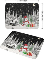 Winter Snowman Dish Drying Mat 24 X 18 in Black Microfiber Dish Pad Absorbent - Image 2
