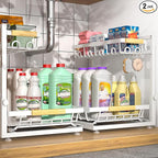 Sevenblue 2 Packs Under Sink Organizer, Height Adjustable 2 Tier Under Kitchen by Sevenblue