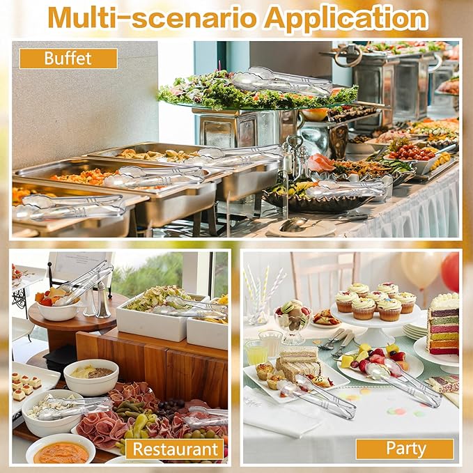 Mwellewm 24 Pc Plastic Tongs for Serving 9 Inch Bulk Reusable or Disposable - Image 7