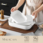 MALACASA Casserole Dishes for Oven, Ceramic Baking Dishes Set of 3, Rectangular - Image 4