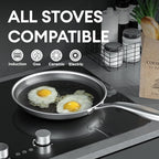 COOKER KING 8-Inch Stainless Steel Pan, Hybrid Nonstick Frying Pan, 3-Ply Clad - Image 2