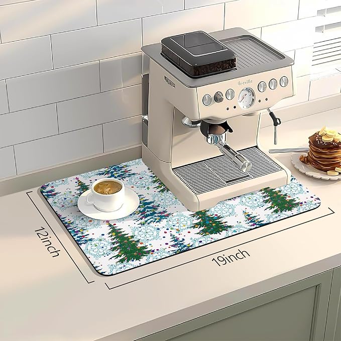 Bloss Christmas Dish Drying Mat, 19x12 Inch Coffee Mat - Image 3