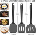 Coukre 3 Pack Silicone Spatula Set, High Heat Resistant, Fish Spatula, Solid & - Image 2