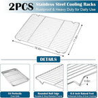 E-far Baking Sheet with Wire Rack, Large Stainless Steel Cookie Sheets Pan & - Image 3