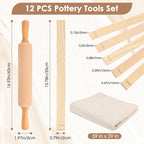 12 Pcs Pottery Tools Set, Include17in Slab Roller - Image 2