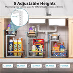 Liuoud Under Sink Organizer 2 Pack, 2 Tier Slide Out Large Capacity Height - Image 5